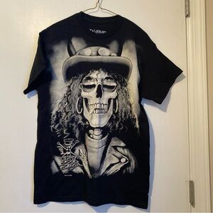 Liquid Blue Black and White Skull Graphic Tee